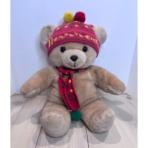 Vintage Harrods 1988 Christmas Bear Plush Jasper 13" Rare Holiday Retro